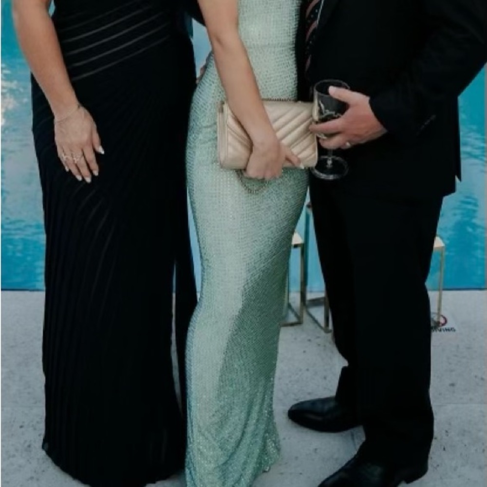 Oh Polly Sequin Strapless Mint Green Column Gown - Picture 12 of 12